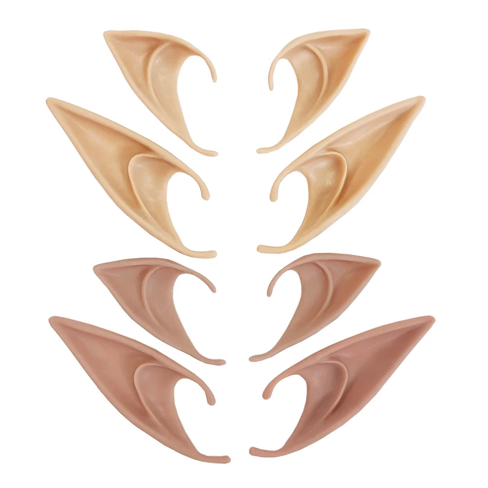 Set of beige and brown elf ears on a white background
