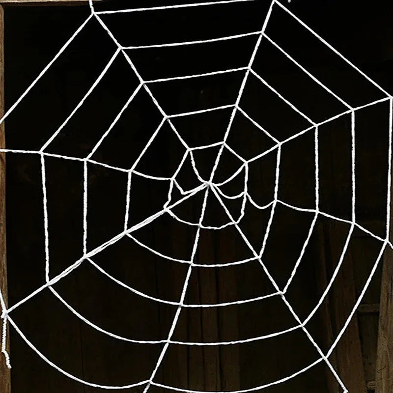 White spider web on a black background